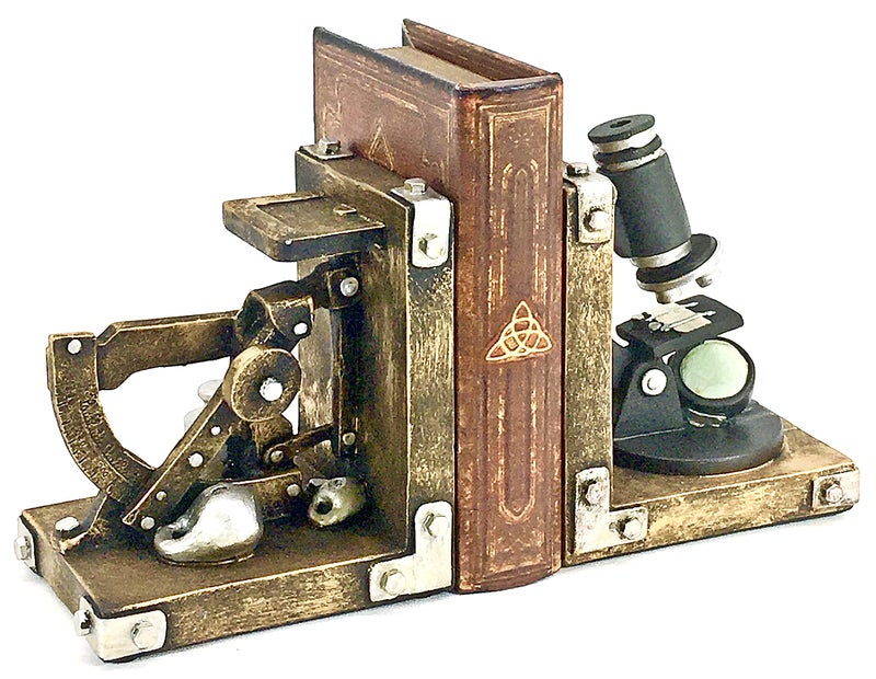 Bellaa 22731 Decorative Bookend Scientist Book Ends Support Bookshelves Science Gift Heavy Duty Non Skid Gold Home Decor 6 Inches - Image 2